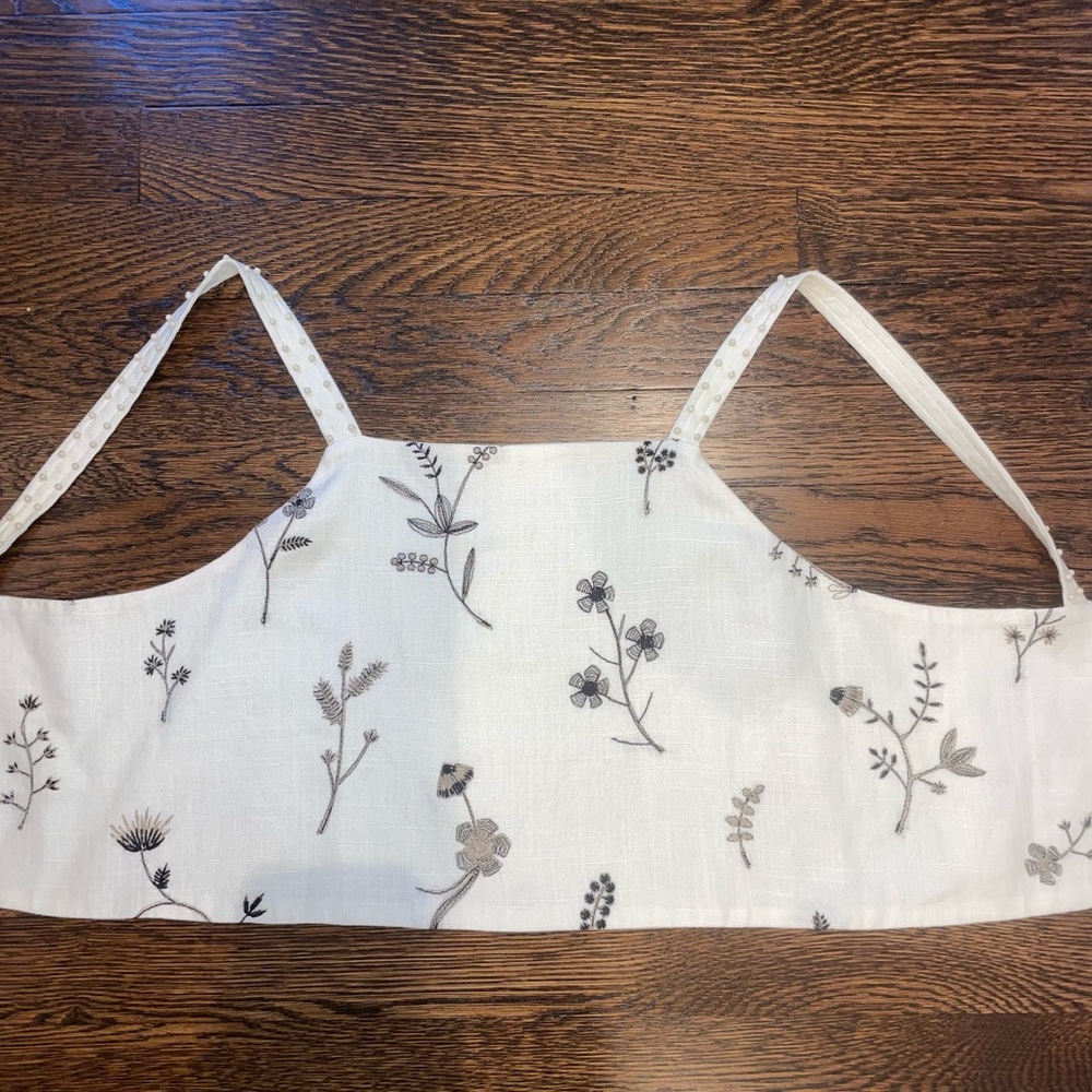 Zara Embroidered Floral White Camisole